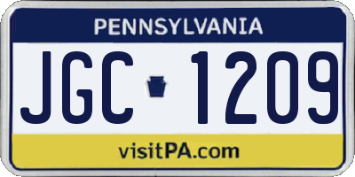PA license plate JGC1209
