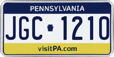 PA license plate JGC1210