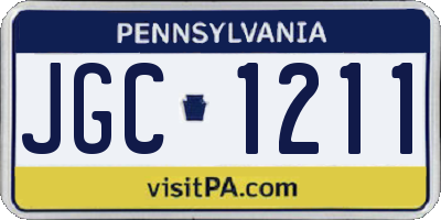 PA license plate JGC1211