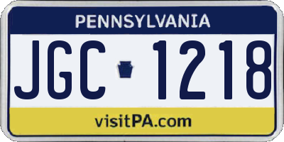 PA license plate JGC1218