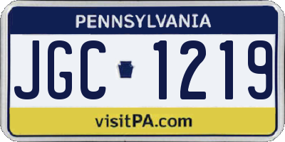 PA license plate JGC1219