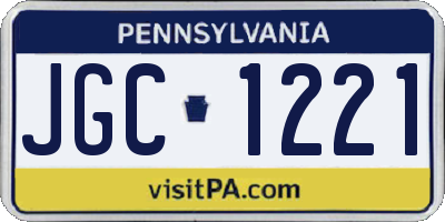 PA license plate JGC1221