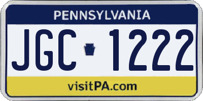 PA license plate JGC1222