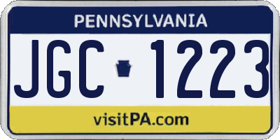 PA license plate JGC1223