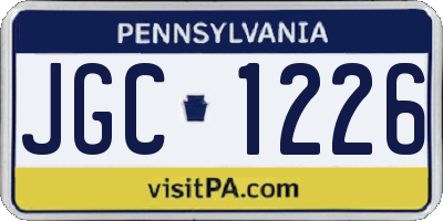 PA license plate JGC1226
