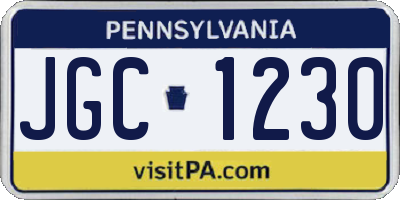 PA license plate JGC1230
