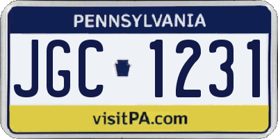 PA license plate JGC1231