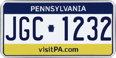 PA license plate JGC1232