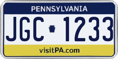 PA license plate JGC1233