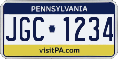 PA license plate JGC1234