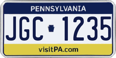 PA license plate JGC1235