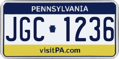PA license plate JGC1236