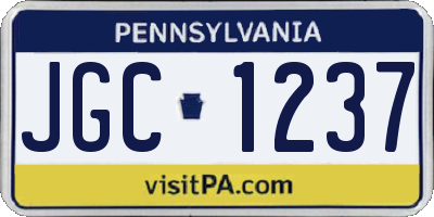 PA license plate JGC1237