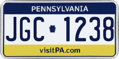 PA license plate JGC1238