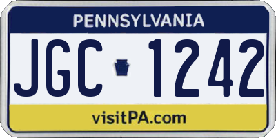 PA license plate JGC1242