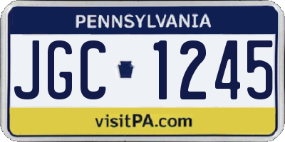PA license plate JGC1245