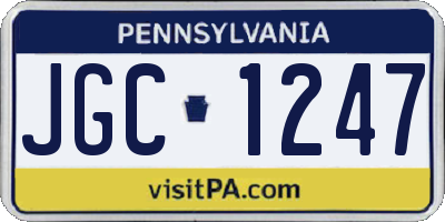 PA license plate JGC1247