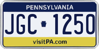 PA license plate JGC1250