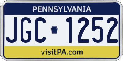 PA license plate JGC1252