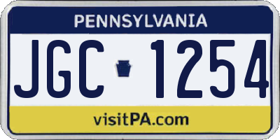 PA license plate JGC1254