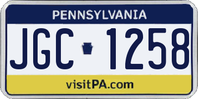 PA license plate JGC1258