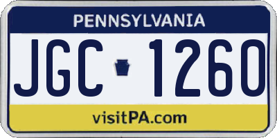 PA license plate JGC1260