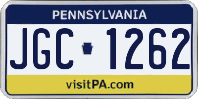 PA license plate JGC1262