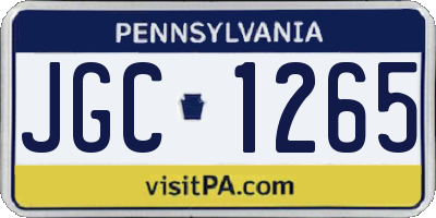 PA license plate JGC1265