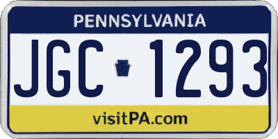 PA license plate JGC1293