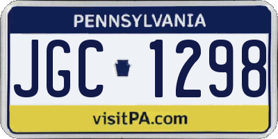 PA license plate JGC1298