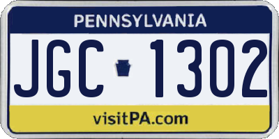 PA license plate JGC1302