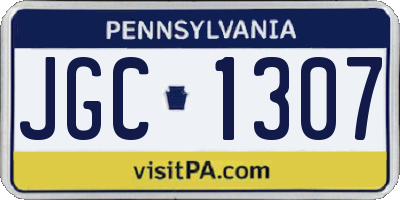 PA license plate JGC1307