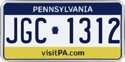 PA license plate JGC1312