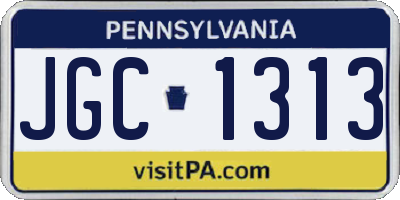 PA license plate JGC1313