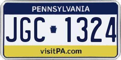 PA license plate JGC1324
