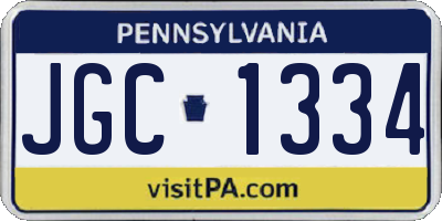 PA license plate JGC1334