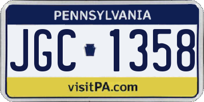 PA license plate JGC1358