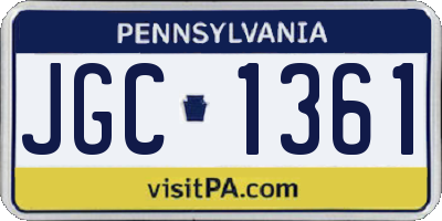 PA license plate JGC1361