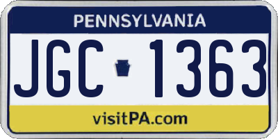 PA license plate JGC1363