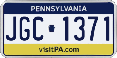 PA license plate JGC1371