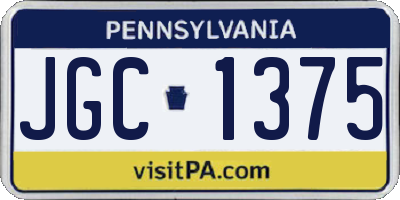 PA license plate JGC1375