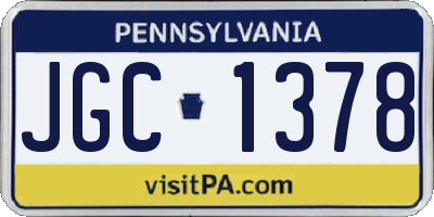 PA license plate JGC1378