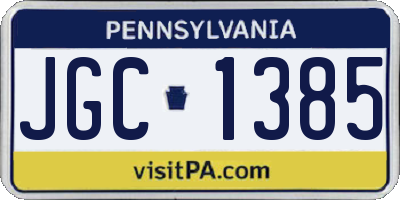 PA license plate JGC1385