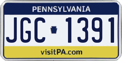 PA license plate JGC1391