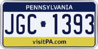 PA license plate JGC1393
