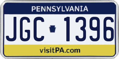 PA license plate JGC1396