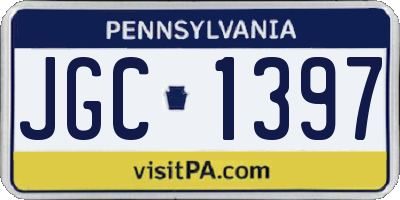 PA license plate JGC1397