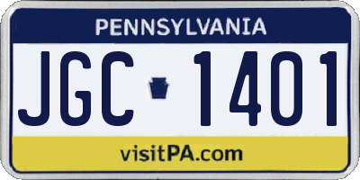 PA license plate JGC1401