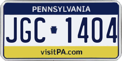 PA license plate JGC1404