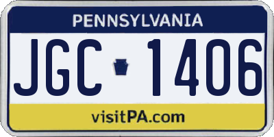 PA license plate JGC1406